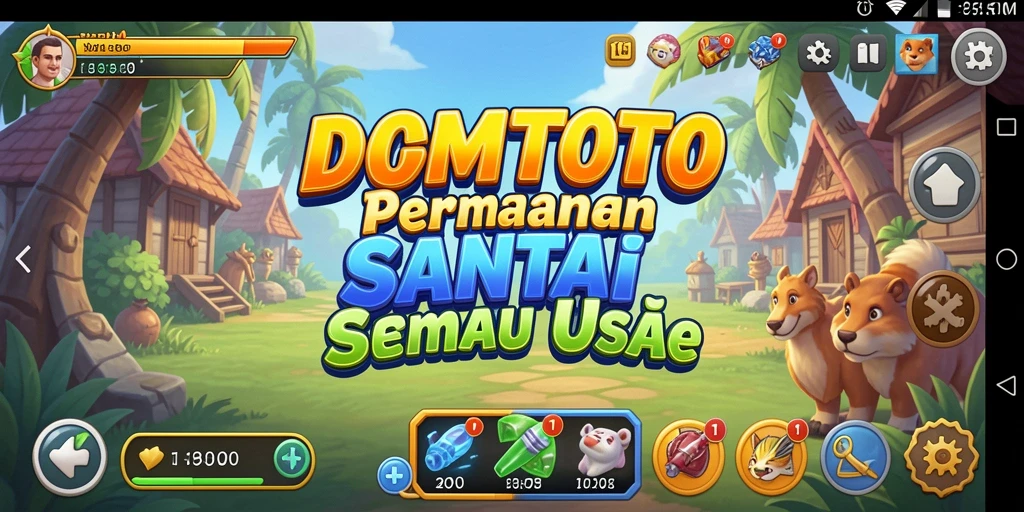 Tampilan screenshot utama dari DOMTOTO yang menunjukkan serunya gameplay santai.