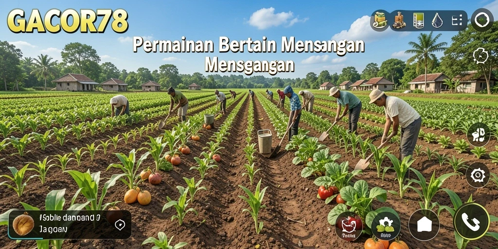 Screenshot gameplay GACOR78 menampilkan aktivitas bertani yang seru.
