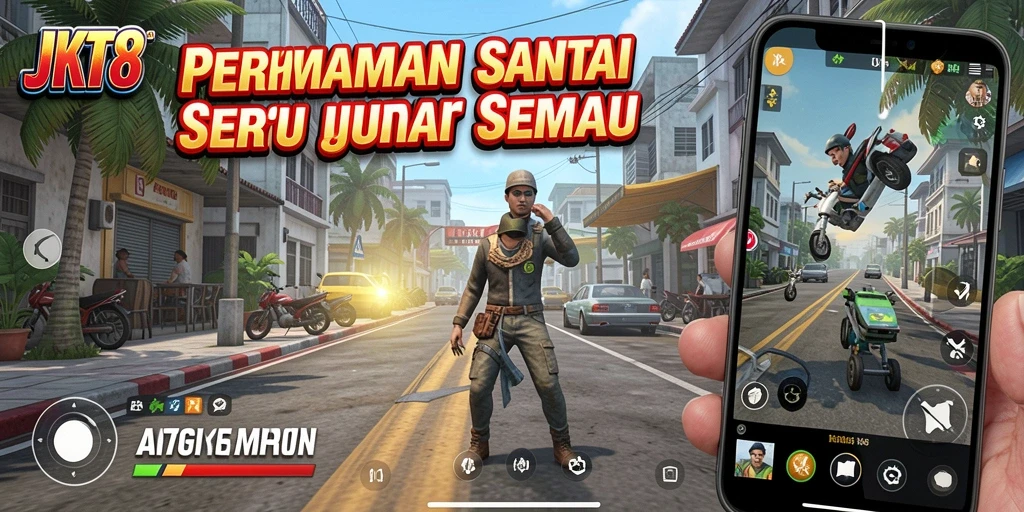 Tampilan gameplay JKT8 yang seru dan menghibur.
