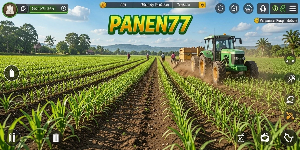 Tangkapan layar PANEN77 menampilkan aktivitas pertanian yang menarik.