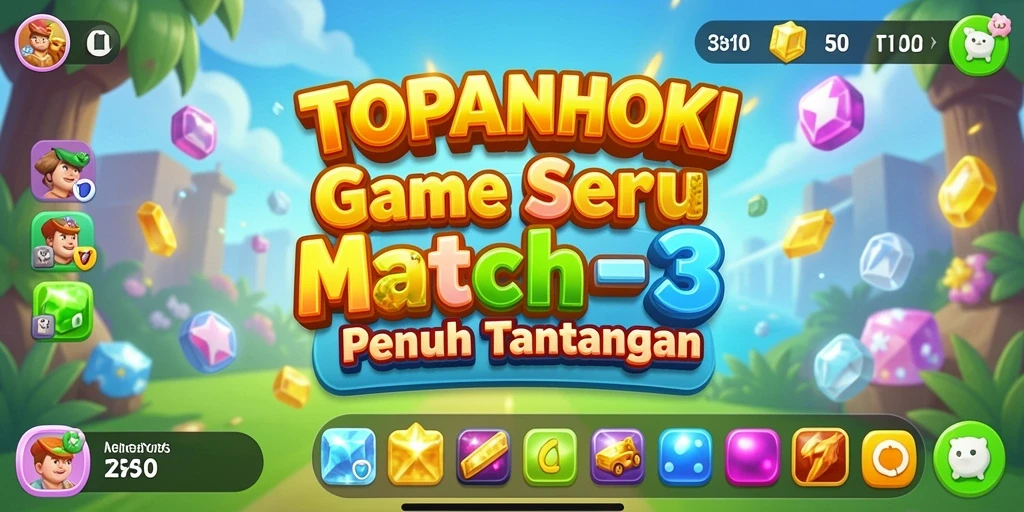 Screenshot utama menampilkan gameplay seru dari TOPANHOKI Match-3.