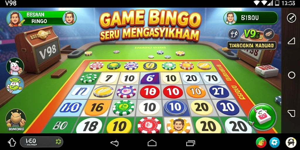 Tampilan gameplay V98 yang mendebarkan dan penuh aksi Bingo.