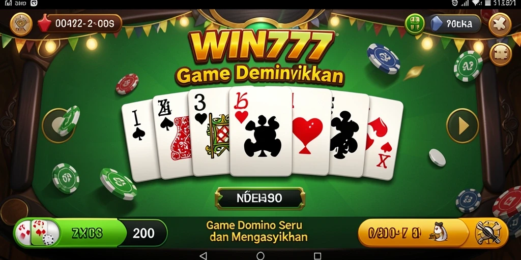 Tampilan gameplay seru dari WIN777 di dalam permainan Domino.
