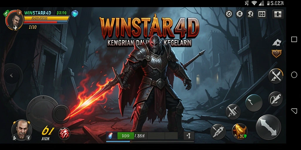 Screenshot menampilkan gameplay penuh ketegangan dalam WINSTAR4D.